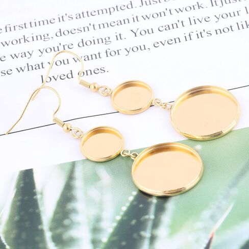 Reidgaller 10 أزواج تناسب 12 مم 20 مم كابوشون إعداد القرط الفراغات الفولاذ المقاوم للصدأ مطلية بالذهب الحافة صواني لصنع المجوهرات والاكسسوارات in Kuwait