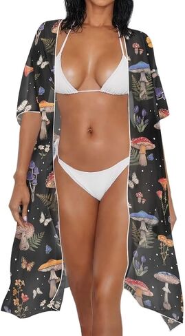 Womens Kimono Swimsuit Coverups Casual Loose Long Bathing Suit Cover Up Summer Beach Coverup in Saudi Arabia