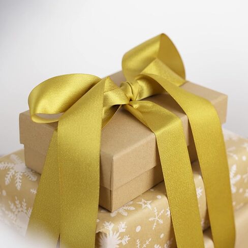 HUIHUANG شريط ذهبي وردي شريط ساتان 1 بوصة × 25 ياردة شريط زفاف فاخر وردي وردي شريط معدني لتغليف هدايا عيد الميلاد تزيين الزفاف وترتيبات الزهور والأقواس صنع الحرف اليدوية in Kuwait