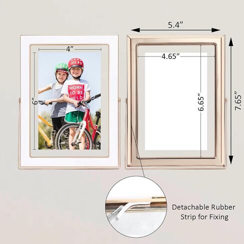 3.5x5 Floating Picture Frame, White Photo Frame with Gold Metal Edging for 2x3, 3.5x5 up to 4x6 Picture, Tempered Glass Frame for Desk Vertical Display in Saudi Arabia