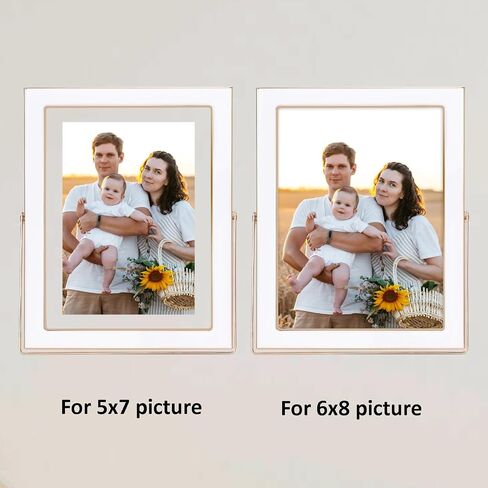 3.5x5 Floating Picture Frame, White Photo Frame with Gold Metal Edging for 2x3, 3.5x5 up to 4x6 Picture, Tempered Glass Frame for Desk Vertical Display in Saudi Arabia