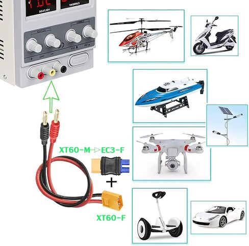 XT60 Female to EC3 Male Connector,2 pcs XT60-EC3 Injection Molded Connectors Adapter,RC Battery Adapter for LiPo Battery Micro FPV Drone. in Kuwait