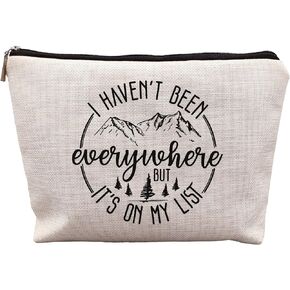 World Traveler Makeup Bag,Travelers Gift,Adventure Makeup Bag,Gifts For Women Who Like To Travel,I Haven't Been Everywhere But It's On My List