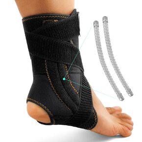 Ankle Brace for Men Women - Adjustable Foot Brace for Sprained Ankle Injury Recovery, Copper Ankle Support Stabilizer with Metal Springs Support for Basketball Volleyball Football Running