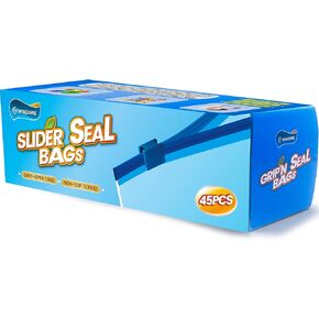 WiseFresh Sandwich Bag, Food Storage Freezer Bag, 130 Count Grip 'n Seal Bags for Sandwich and Snack Bags (65 count/Pack, 2 Packs)