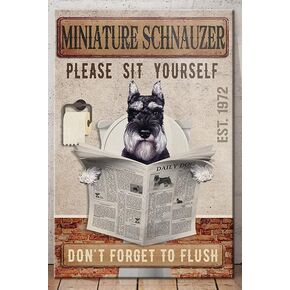 Gift For Miniature Schnauzer Lovers Poster Miniature Schnauzer Toilet Decor Vintage Style Rusty Look Plaque for Bar Home Garage Man Cave Wall Decor metal tin sign 8x12 Inch