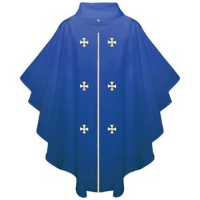 Church Priest Chasuble with Embroidered Gold Crosses Vestment, One Size Fits All, 5 Colors Available