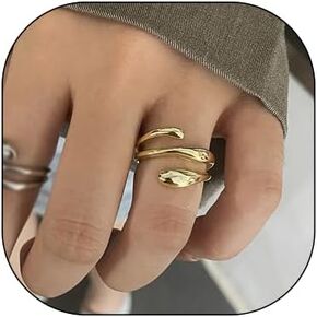 Vintage Adjustable Ring Silver Love Ring Wrapping Ring Gold Wide Face Ring Thumb Ring Opening Adjustable Middle Finger Ring for Women