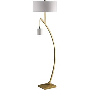 Ore International 59" in Contemporary Dual Gold ARC W/Hanging PENDELUM LAMP Metal Floor LAMP