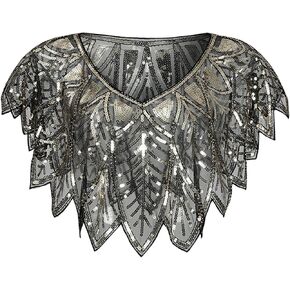 شال 1920s يلتف بالترتر، كيب مسائي مطرز، كيب ترتر، شال نسائي من العشرينيات من القرن العشرين، شال زفاف مطرز بالترتر، شال بوليرو، غطاء فلابر للسهرات in Kuwait