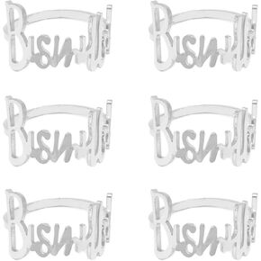 Napkin Rings- 6 Pcs Bismillah Letter Metal Napkin Ring Set Alphabet Napkin Buckles Holder Table Decor for Wedding, Party, Ramadan, Banquet (Black)