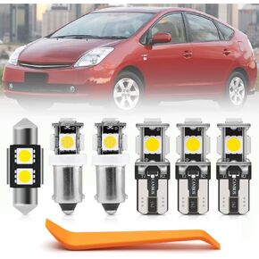 6pcs White LED Interior Lights Bulb Kit for Toyota Prius 2001 2002 2003 LED Map Dome Trunk Licens Plate Lights Bulbs Super Bright 6000K Interior LED Light Bulbs Package + Install Tool