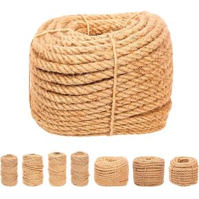 Swpeet 4mm x 328 Feet Jute Twine Braided Natural Jute Rope, Long Twine String Wrapping Packing Gardening Crochet Perfect Arts Crafts Gift Twine Christmas Twine for Craft Projects, Wrapping, Packing