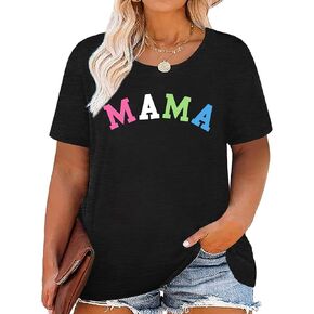 Plus Size Mama Shirt: Women Mama Leopard Print T-Shirt Funny Mom Life Top Mother Short Sleeve Tee