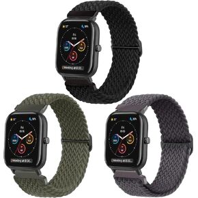 3 عبوات من أحزمة الساعات ذات الحلقة المنفردة المضفرة لـ Amazfit GTS/GTS 2/GTS 2e/GTS 2 Mini/GTS 3/GTS 4 Mini/GTS 4/GTR Mini، حزام نايلون مرن لـ Bip 3/Bip 3 Pro/Bip U Pro/ بيب لايت نساء رجال