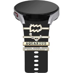 Band for Samsung Galaxy Watch 7 & 6 & 5 & 4 Band with Constellations Charms, Silicone Band with Diamond Charms Accessories for Watch 7/6/5 Pro/Watch 4 Classic 47mm 46mm 44mm 43mm 42mm 40mm