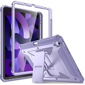 حافظة Fintie مقاومة للصدمات لجهاز iPad Air الجيل الخامس (2022) / iPad Air الجيل الرابع (2020) مقاس 10.9 بوصة، غطاء مسند واقٍ متين من Tuatara مع واقي شاشة وحامل أقلام، أسود