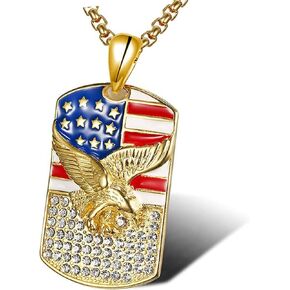 American Flag Necklace for Women Vintage Hawk Eagle USA National Flag Pendant,Flying Bald Eagle Pendant Necklace for Men, Viking Animal Necklace Jewelry Gift for Boys Girls