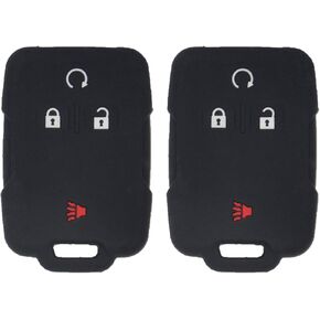 2pcs Silicone 4 Buttons Smart Key Fob Cover Remote Keyless Entry Bag Compatible with Chevrolet Silverado Colorado 2017 2018 M3N32337100 13577770 13577771 GMC Sierra Yukon Cadillac, Black+Blue in Kuwait