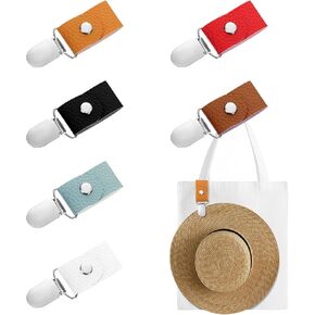 BBTO 6 Pcs Hat Clip for Summer Travel on Bag Luggage PU Leather Hat for Travel Hat Womens Sun Hat, Beach Hat Clip