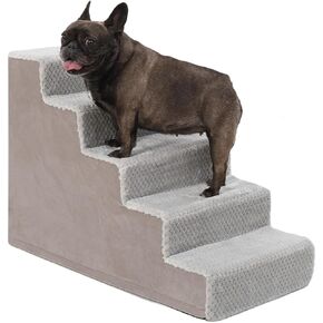 Dog Stairs for Small Dogs,17.5" H,4-Step Dog Steps for High Bed Couch and Sofa,Pet Stairs for Dogs and Cats Climbing with Non-Slip Bottom and Washable Cover,Light Grey