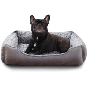 Dog Beds for Small Dogs, Calming Puppy Bed Sofa with Washable Removable Cover, Rectangle Anti-Anxeity Pet Bed Couch with Anti-Slip Bottom, 24"x18",Brown