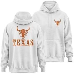Texas Longhorn Hoodie, Front & Back Texas Football Hooded Sweater for Men Women Unisex