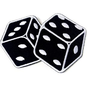 TH Pair of dice Poker Black Patch Logo Jacket T-Shirt Sew Iron on Embroidered Applique Badge Sign Patch Clothing