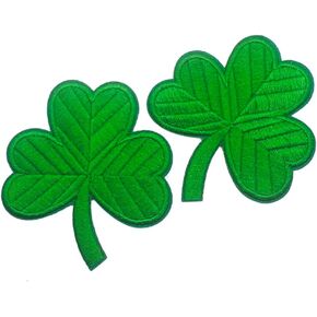 2PCS Iron on Patches, GodEagle St. Patrick's Appliqued Patches, Embroidered Irish Shamrock Clover Patches for Backpacks, Jeans, Jackets and Clothes