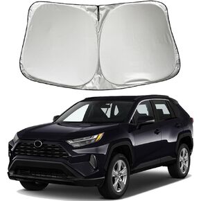 Car Windshield Sun Shade Sunshade Compatible with Toyota Rav4 2019-2022 2023 2024 LE XLE Premium Limited XSE Hybrid Adventure Accessories, Car Front Window Sun Shield Visor