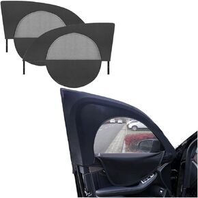 2PCS Stretchable & Breathable Car Window Shade, Double Mesh Rear Window Sunshade Car Privacy Shades, Bug & UV Protection, Heat Shading, Zipper Window Cover Screen for Car SUV Camping (Rear Window)