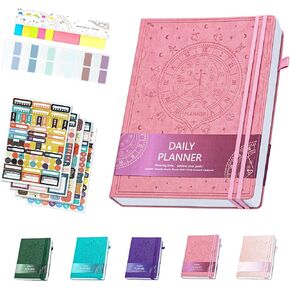 Ospelelf 2025 Planner Weekly And Monthly, 12 Months Leather Undated Daily Planner 2025-2026, 8.5 x 11 A4 Hardcover With Stickers and Pocket for Office Home School Supplies(Purple)