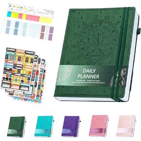 Ospelelf 2025 Planner Weekly And Monthly, 12 Months Leather Undated Daily Planner 2025-2026, 8.5 x 11 A4 Hardcover With Stickers and Pocket for Office Home School Supplies(Purple)