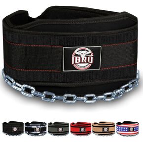 IBRO Advanced Fitness Dipping Belt with heavy Duty Long Steel Chain | Weighted Dips, Pullups, Bodybuilding, Weight Lifting | Neoprene Waist Support | for Men and Women