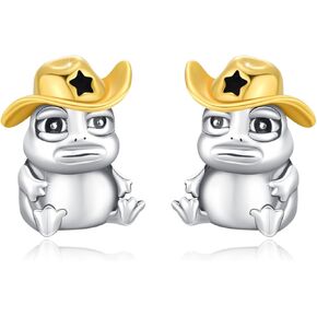 YueYuan Animal Frog Earrings 925 Sterling Silver Cowboy Frog Stud Earring Animal Frog Jewelry Gifts for Women Men