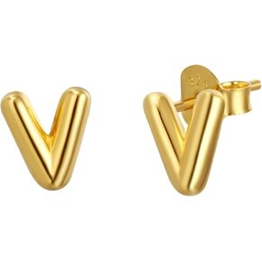 CAITLYNMINIMALIST Bubble Balloon Initial 18k Gold Letter Stud Earrings for Women