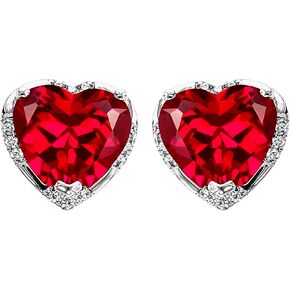 925 الفضة الاسترليني 4.5ct 8mm أقراط على شكل قلب روبي الزمرد الياقوت جمشت زركونيا الأذن مربط الأزياء الذهب الأبيض مطلي مجوهرات هدايا للنساء in Kuwait