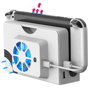 ElecGear Cooling Fan for Nintendo Switch OLED Dock, 3 Speed Replacement Back Cover for Switch New Dock, USB Powered Cooler with LED Lighting
