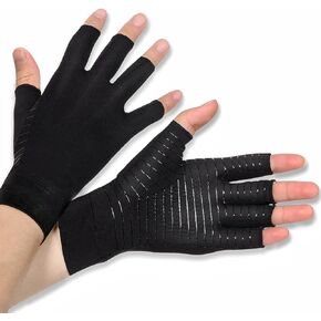 Donfri Copper Arthritis Gloves Fingerless Compression Gloves Women Men for RSI,Carpal Tunnel, Rheumatoid, Tendonitis (S)