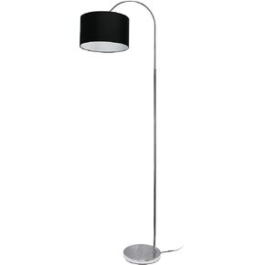 Simple Designs LF2005-BLK Arched Brushed Nickel Floor Lamp with Black Fabric Shade