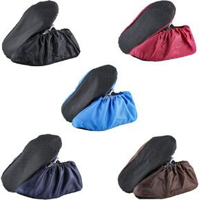 LAKE OF FIRE 5 Pairs Reusable Shoe Covers Non-slip, Waterproof Washable Thickened Boot Covers for Floor Carpet Protection