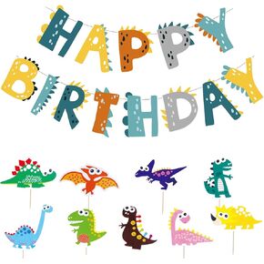 لوازم تزيين حفلات أعياد الميلاد على شكل ديناصور، لافتات عيد ميلاد سعيد لتزيين الكيك على شكل ديناصور الغابة وحفلات استقبال المولود الجديد للأطفال/أغطية الكب كيك/ تزيين الكيك in Kuwait