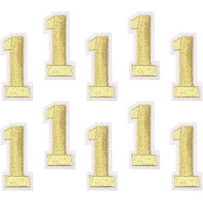 MECCANIXITY 10 قطع من الرقع المطرزة للإصلاح الزخرفية، حديد على الرقع، مخيطة على رقع مزخرفة مطرزة، 5 ذهبيات بارتفاع 2 بوصة للملابس والأحذية والقبعات وحقائب الظهر، DIY