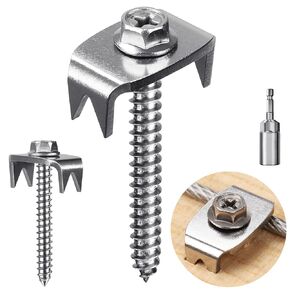 Fence Staples, Insaga 304 Stainless Steel Fence Nails for Softwood, Reusable Wire Fence Staples Screws for Mesh and Woven Fencing, 50pcs Fence Fasteners with Wire Fixer Hold Wire Firmly