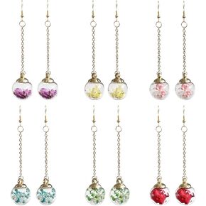 Just Follow 6 Pairs Multicolor Dangle Earrings Set for Women Girls Flower Life of Tree Ball Drop Dangle Earrings in Bulk