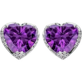925 Sterling Silver 4.5ct 8mm Heart shaped Earrings Ruby Emerald Sapphire Amethyst Zirconia Ear Stud Fashion White Gold Plated Jewelry Gifts for Women
