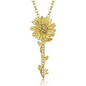 Key Necklace for Women 925 Sterling Silver Tree of Life/Daisy/Rose/Sunflower Necklace Key Pendant Jewelry Gifts for Women with 18"+2" Cable Chain