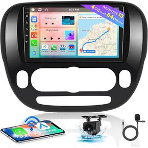 Android Car Stereo for 2014-2017 Kia Soul (Manual A/C) Radio 2+64GB 9 Inch Touchscreen Car Radio Wireless Apple Carplay Android Auto Support GPS Navigation WiFi Bluetooth FM EQ Backup Camera