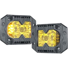 Amber Flush Mount LED Pods, 3 Inch 40W Offroad Driving Lights with Side Shooter Function and Spot Flood Combo Beam, IP68 Waterproof Working Light for Jeep, ATV, Trucks, SUV, F150, Pack of 2
