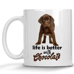 Chocolate Lab Labrador Ceramic Mug, Live is Better with Chocolate Mug, Gifts for Dog Lovers, Coffee Mug, Valentines Day, Birthday, Christmas, Best Friend, Mom